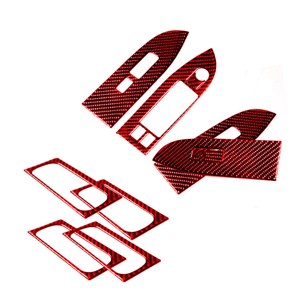 Red Carbon Fiber Central Console Surround Frame Trim for Tiguan 13-17 v