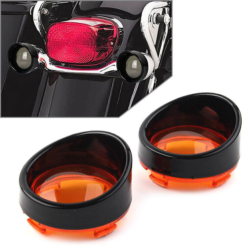 for Harley Davidson Softail 2X Turn Signal Light Orange Lens Black Bezels Visor Q