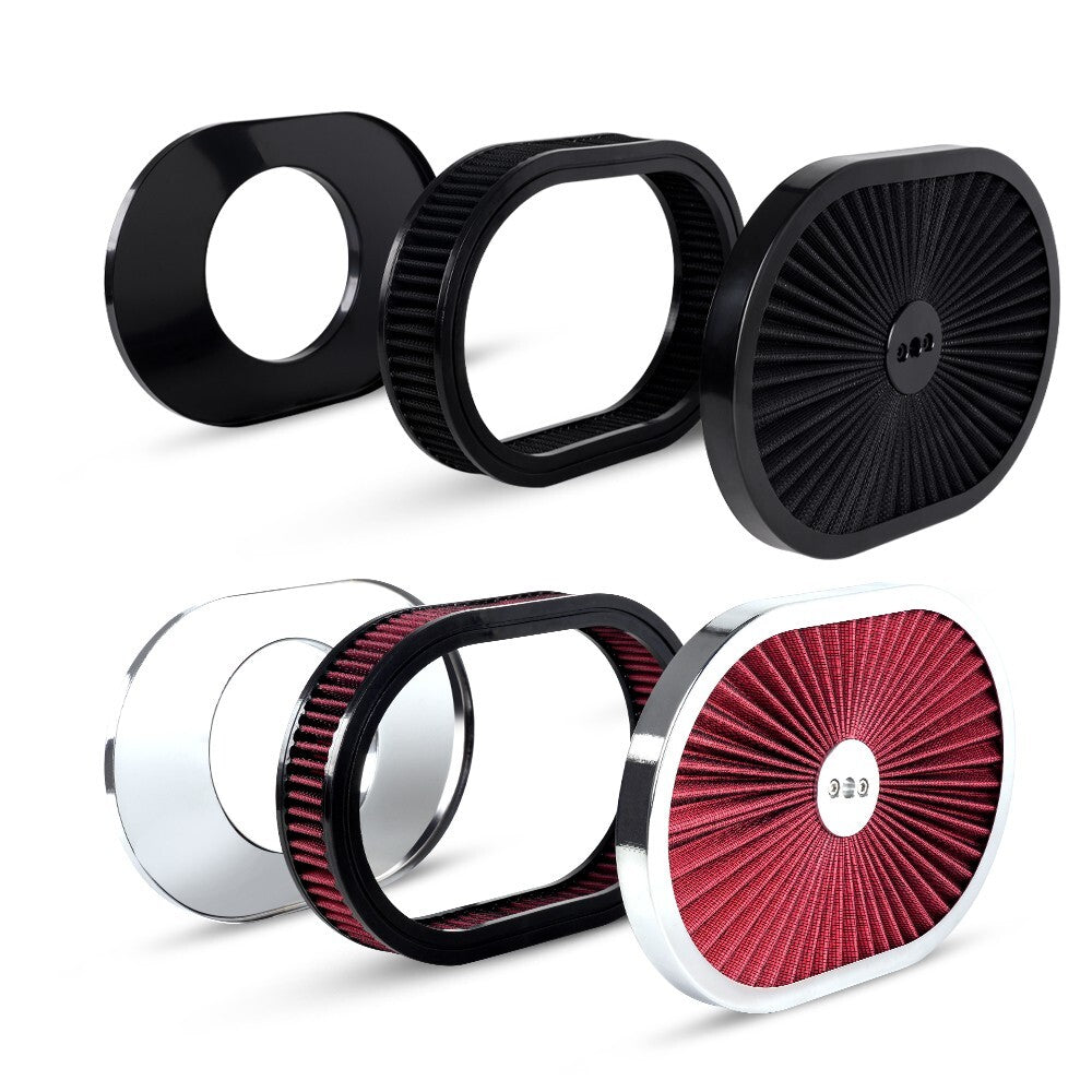 12 Oval Super Flow Thru Top Air Cleaner Filter Washable for 5-1/8 Carb Neck Q