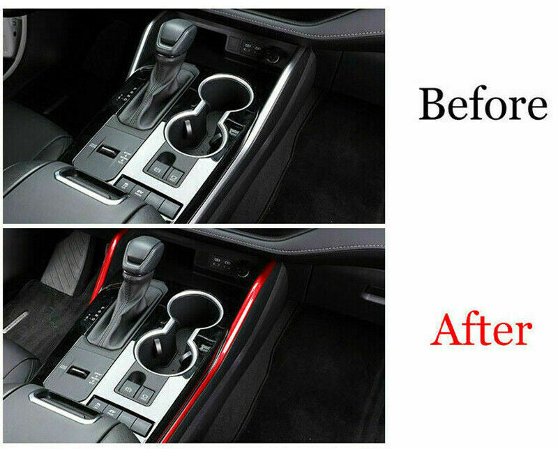 ABS Red Gear Shift Box Panel Side Trim Strips for Toyota Highlander 2020-2023