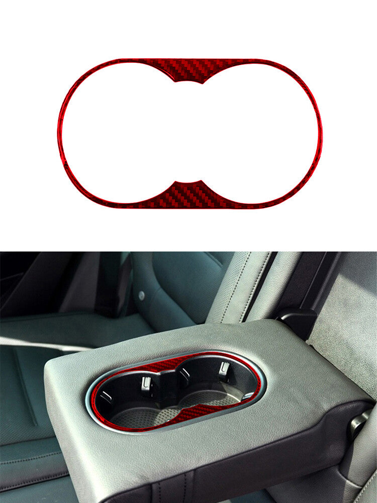 4X Carbon Fiber Central Cup Holder Panel Cover Trim For Taycan 2019-2022 v