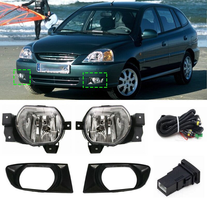 Front bumper fog light cover for Kia Rio RS 2002 03-06, with wiring switch.