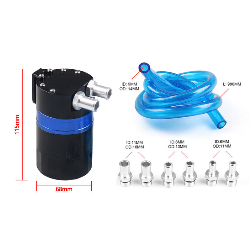 Oil Catch Can Kit Reservoir Polish Baffled Tank Engine Aluminum Universal Blue