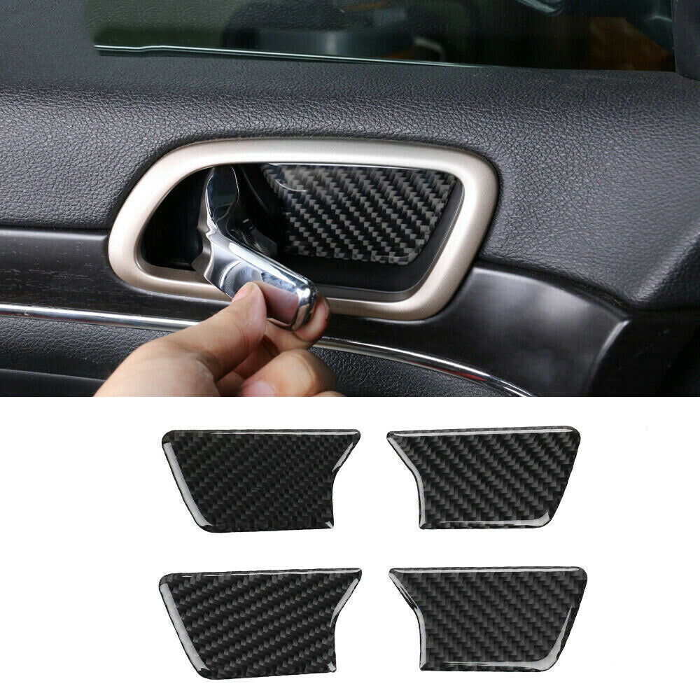 4P for Jeep Grand Cherokee 2011-2020 Carbon Fiber Inner Car Door Bowl Cover Trim