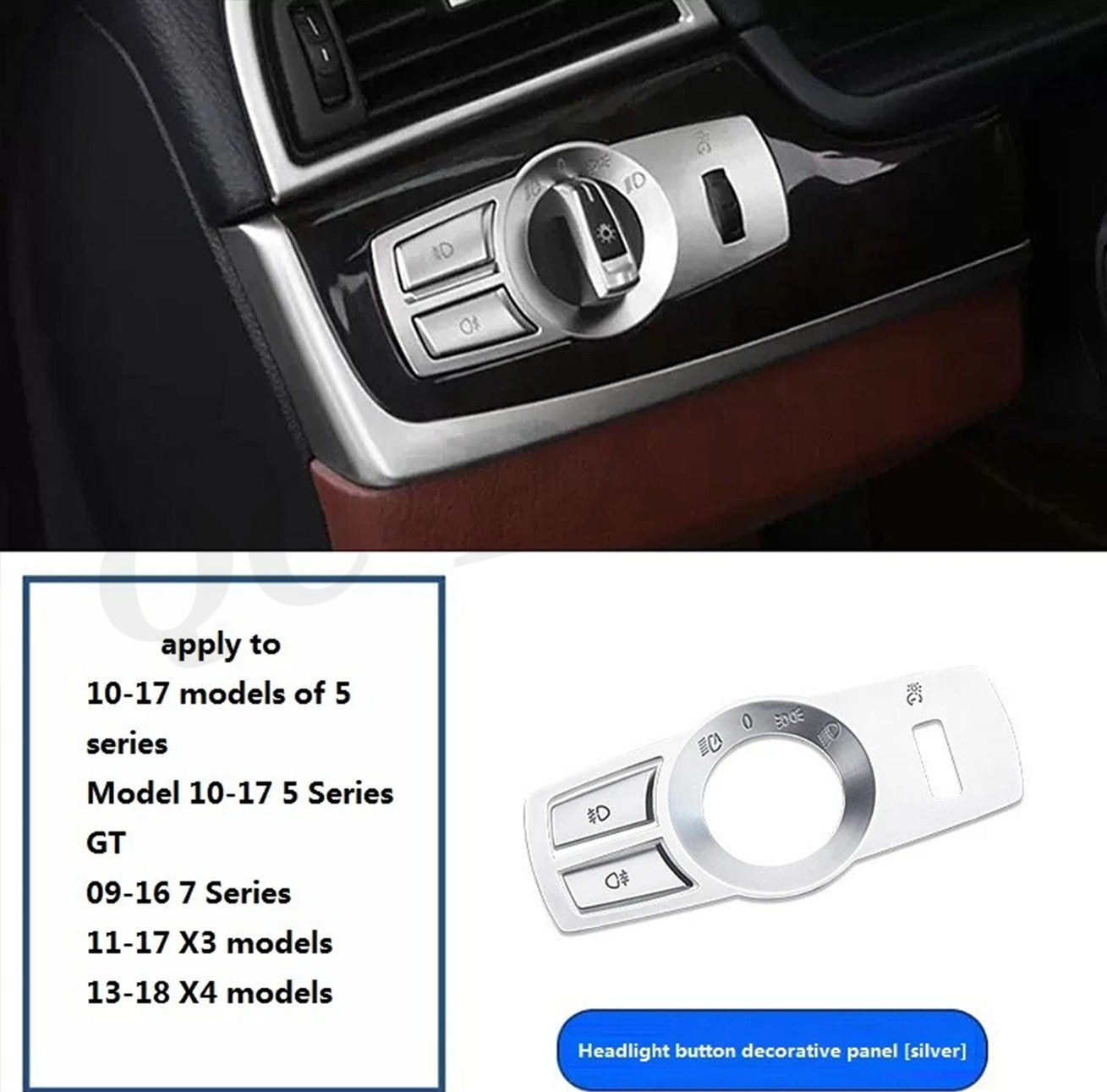 Headlight panel switch button cover decoration suitable for BMW 5 7 X3 X4 F10 F07 F01 F25 F26