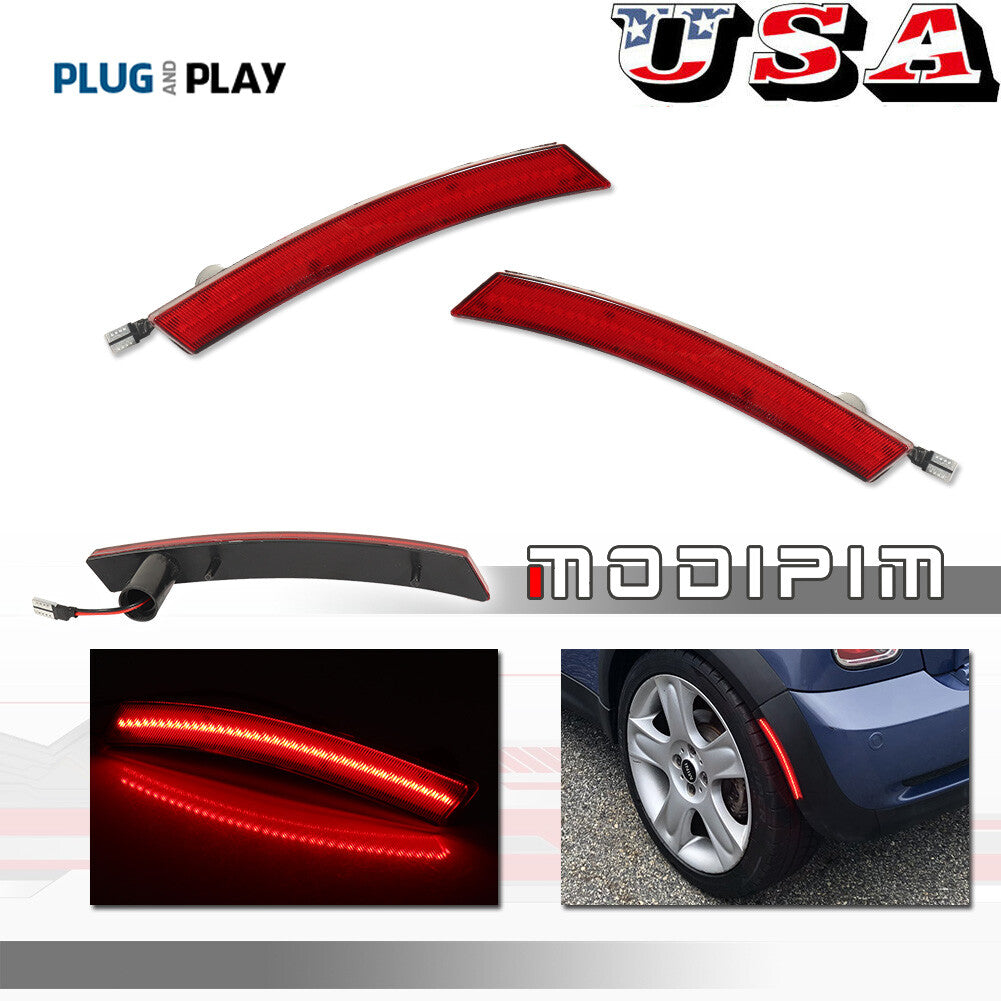 Red LED rear bumper fender side marker lights for Mini Cooper R50 R52 R53 02-08- v