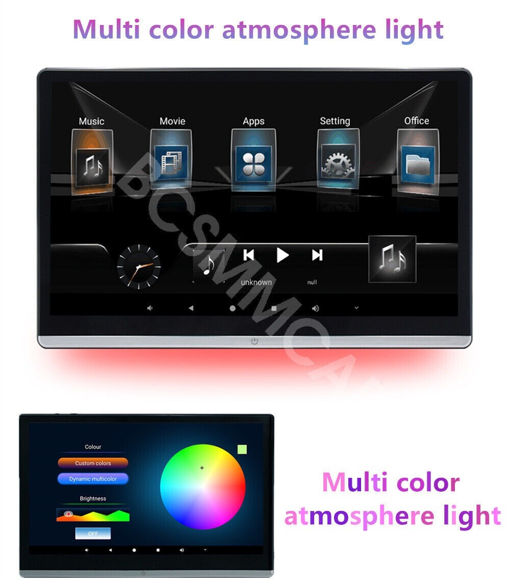 14in Touch-Screen Car Video Player Headrest Monitor TV,FHD,HDMI,USB,BT Rotatable n