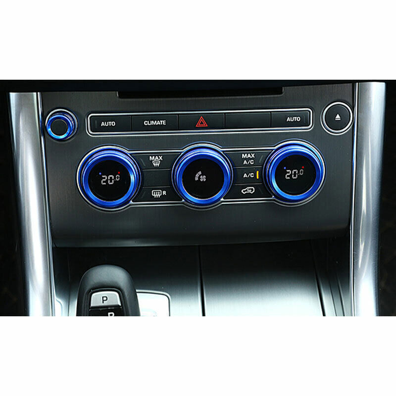 for Range Rover Sport 14-2017 Blue Alloy Center Console Ac Knob Button Ring Trim