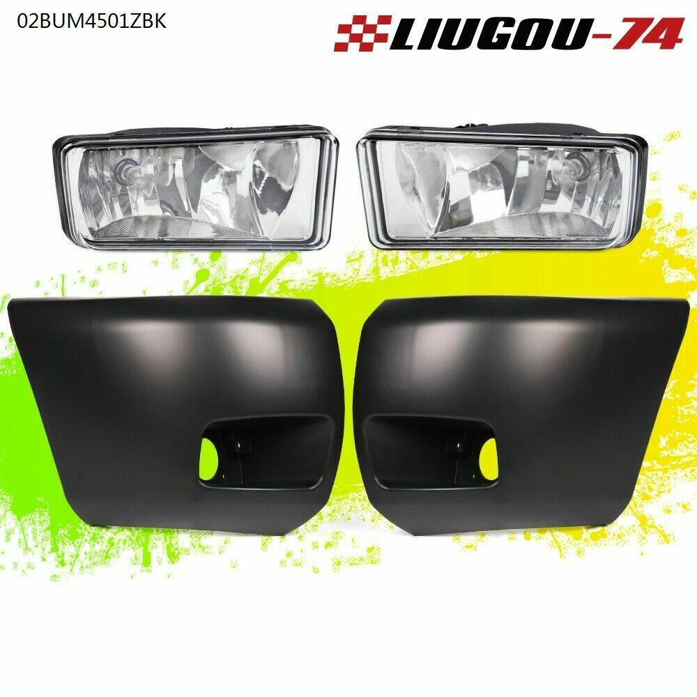 Fits 07-13 Silverado1500 Black front bumper end/cover with clear lens fog lamp L- v