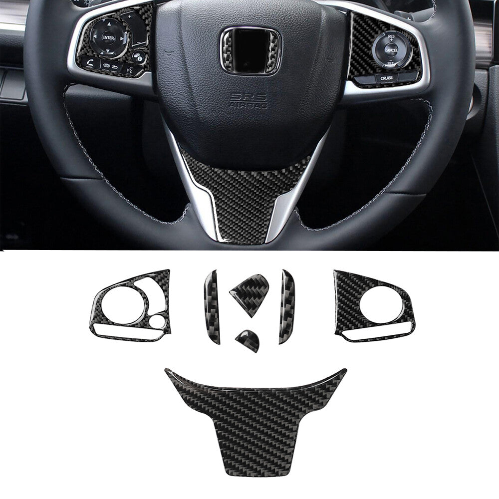 for Honda 10th for Civic 2016-19 Carbon Fiber Inner Steering Wheel Sticker Trim 4Pcs