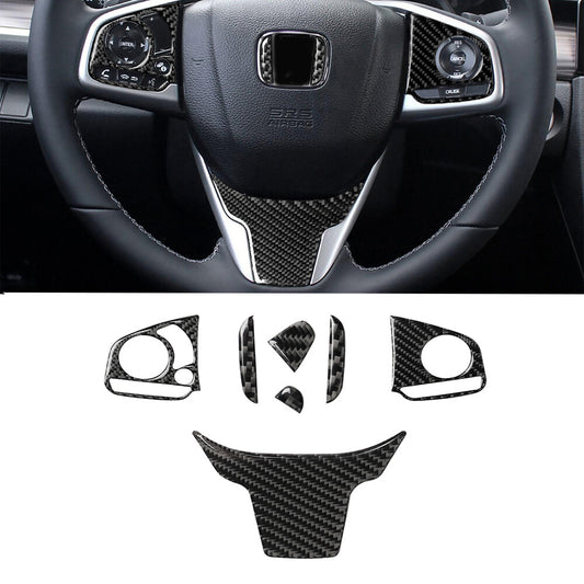 for Honda 10th for Civic 2016-19 Carbon Fiber Inner Steering Wheel Sticker Trim 4Pcs