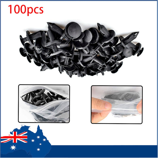 100X 8MM Clips Plastic Rivets Retainer Fender Bumper Push Pin Fastener For Hole