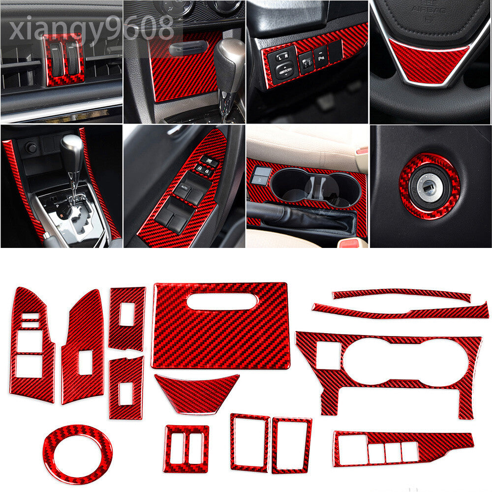 14Pcs For T@yota for Corolla 2014-2018 Red Carbon Fiber Full Kit Set Interior Cover