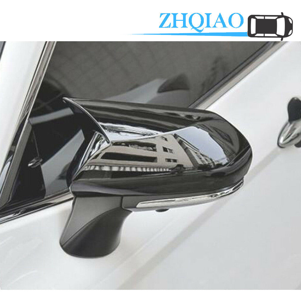 2PCS Gloss Black ox Horn Rear View Mirror Cover Trim Fit for Toyota for Camry 2018-2019