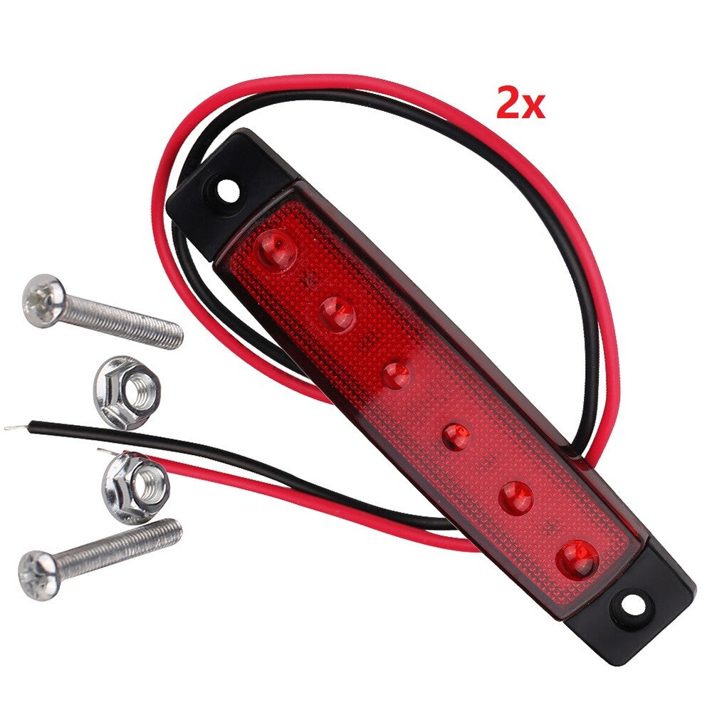 Fits For Auto Car Truck Lorry 2x 6 LED Clearance Side Marker Light Lamp Red Q