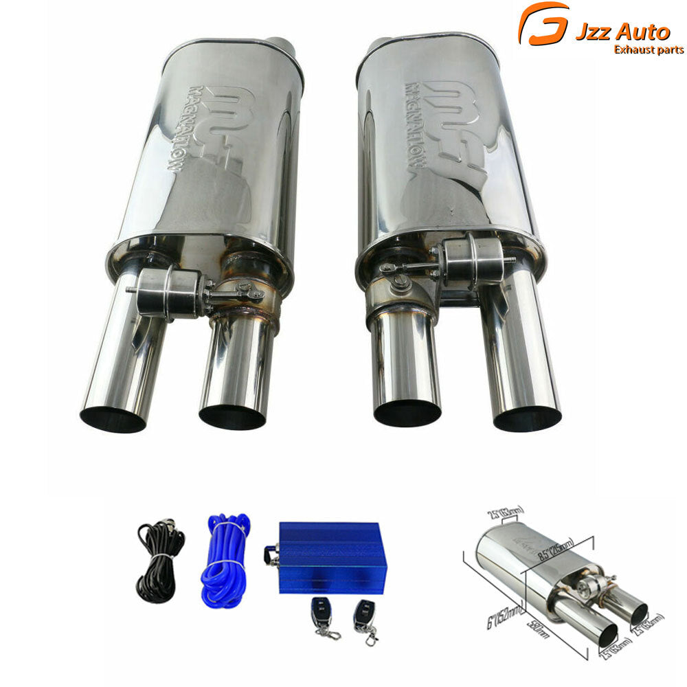 2pcs 2.5 In/out Adjust Sound Value Muffler W/ Exhaust Valve 8.56  Universal