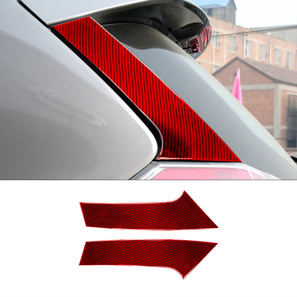 2X Red Carbon Fiber Rear Window Glass Cover Trim for Nissan Rogue 2014-2016
