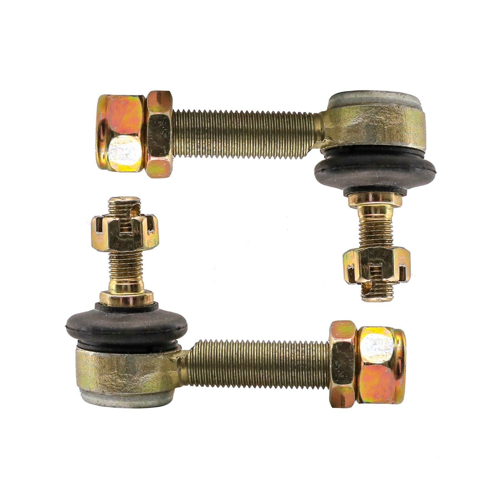 A pair of 10mm tie rod end ball joints are suitable for all-terrain vehicles, four-wheel go-karts, 50/70/90/110cc, 125cc, and 150cc models.