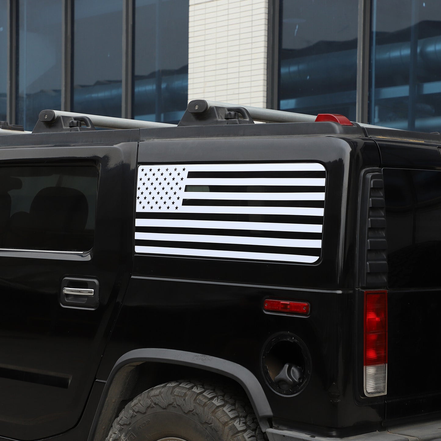 American flag with mountain pass decal - suitable for Hummer H2 2003 - 09 American window white 2-piece set - n