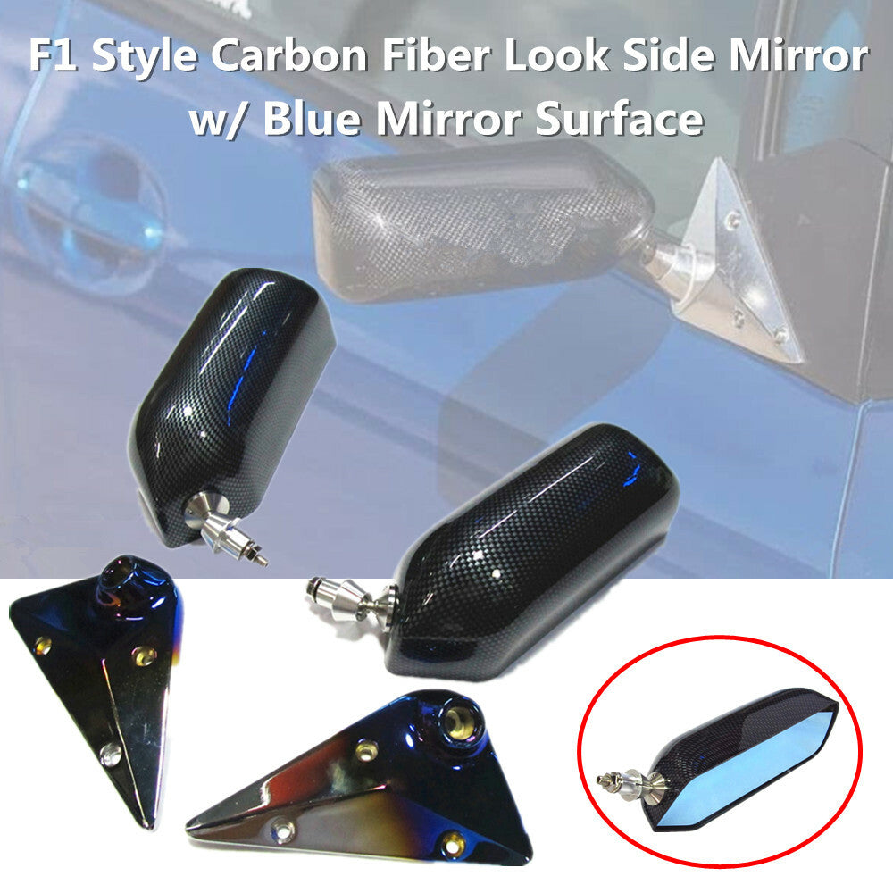 Manual transmission car adjustable Retro F1 style side mirrors with carbon fiber finish L + R- n