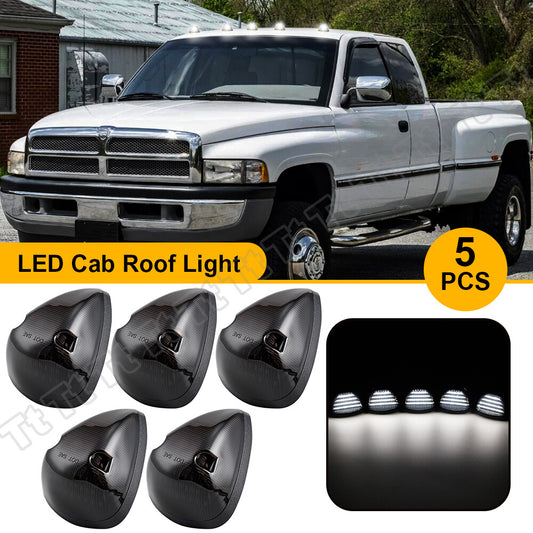 5 White LED Running Roof Cab Marker Lights for 94 - 1998 for Dodge for Ram 1500 2500 3500- v