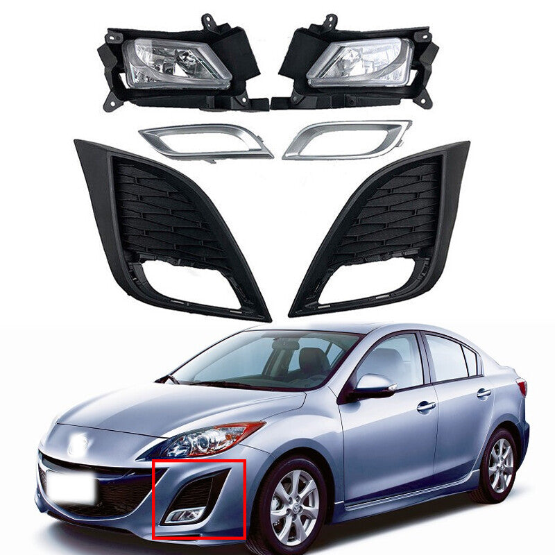 Pair Front Bumper Fog Light Lamp Cover Frame Hood Bezel for Mazda 3 2011-2013