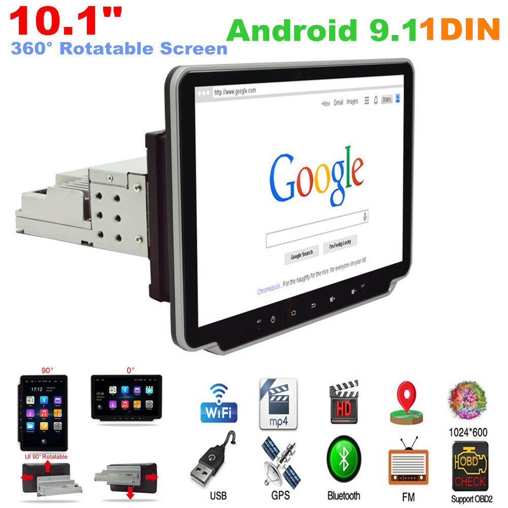 10.1-inch 360° Rotatable Screen, 1DIN, Android 9.1, Car Multimedia Radio, GPS Navigation - n