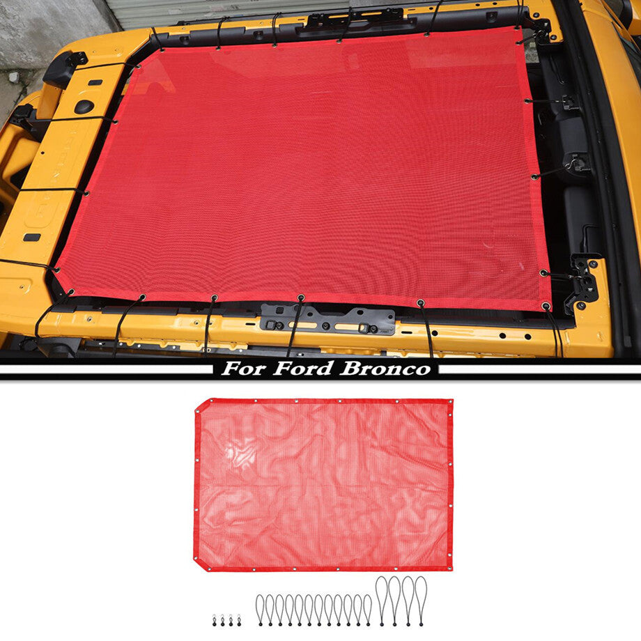 For 2021-2023 Bronco 4-Doors Red Roof Mesh Sunshade Top Cover UV Protection v