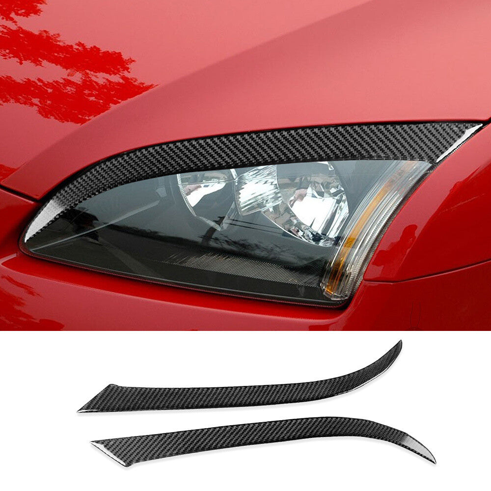 Carbon Fiber Front Headlight Eyelids Eyebrow Panel Trim for Ford Focus 2005-2008