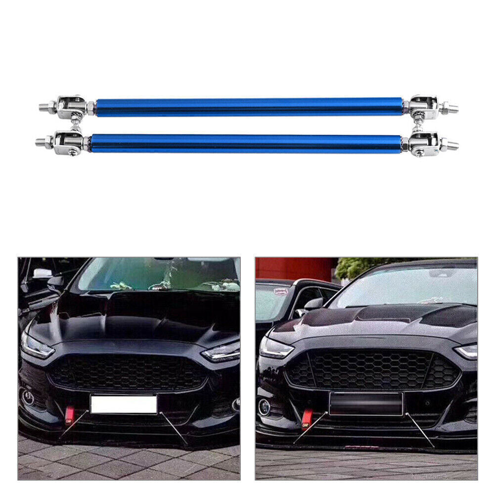 20cm Adjustable Front Bumper Lip Splitter Spoiler Strut Rod Tie Support Bar Blue