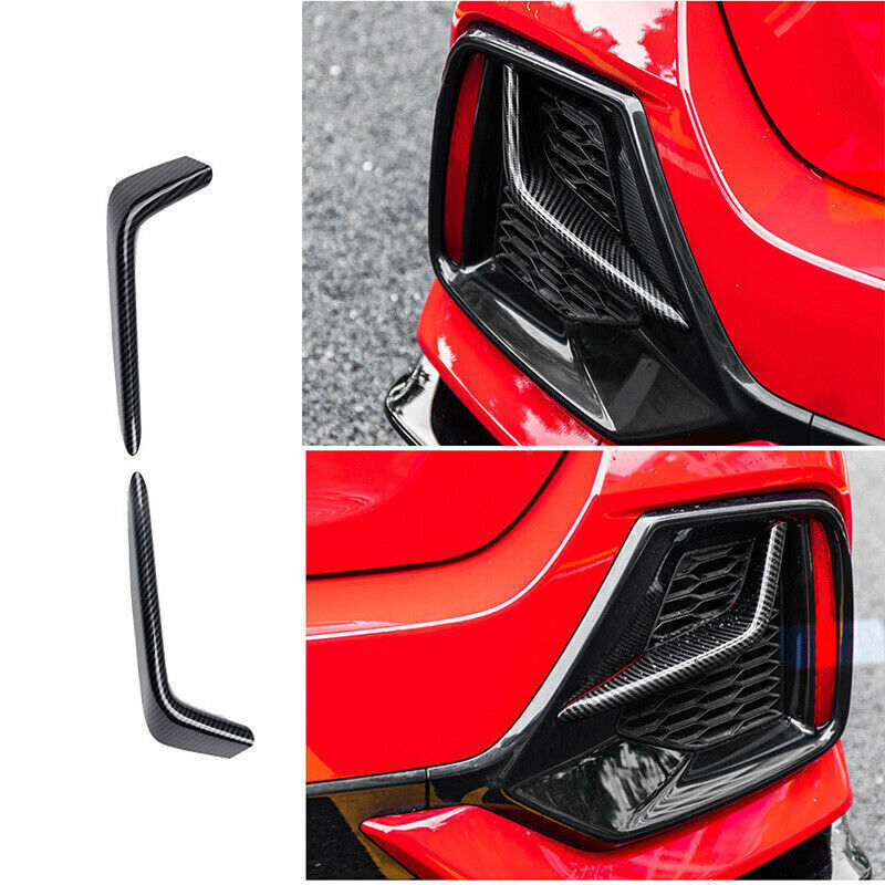 for Honda for Civic Hatchback 19-21 Carbon Fiber Rear Fog Lamp Light Strip Trim 2PCS