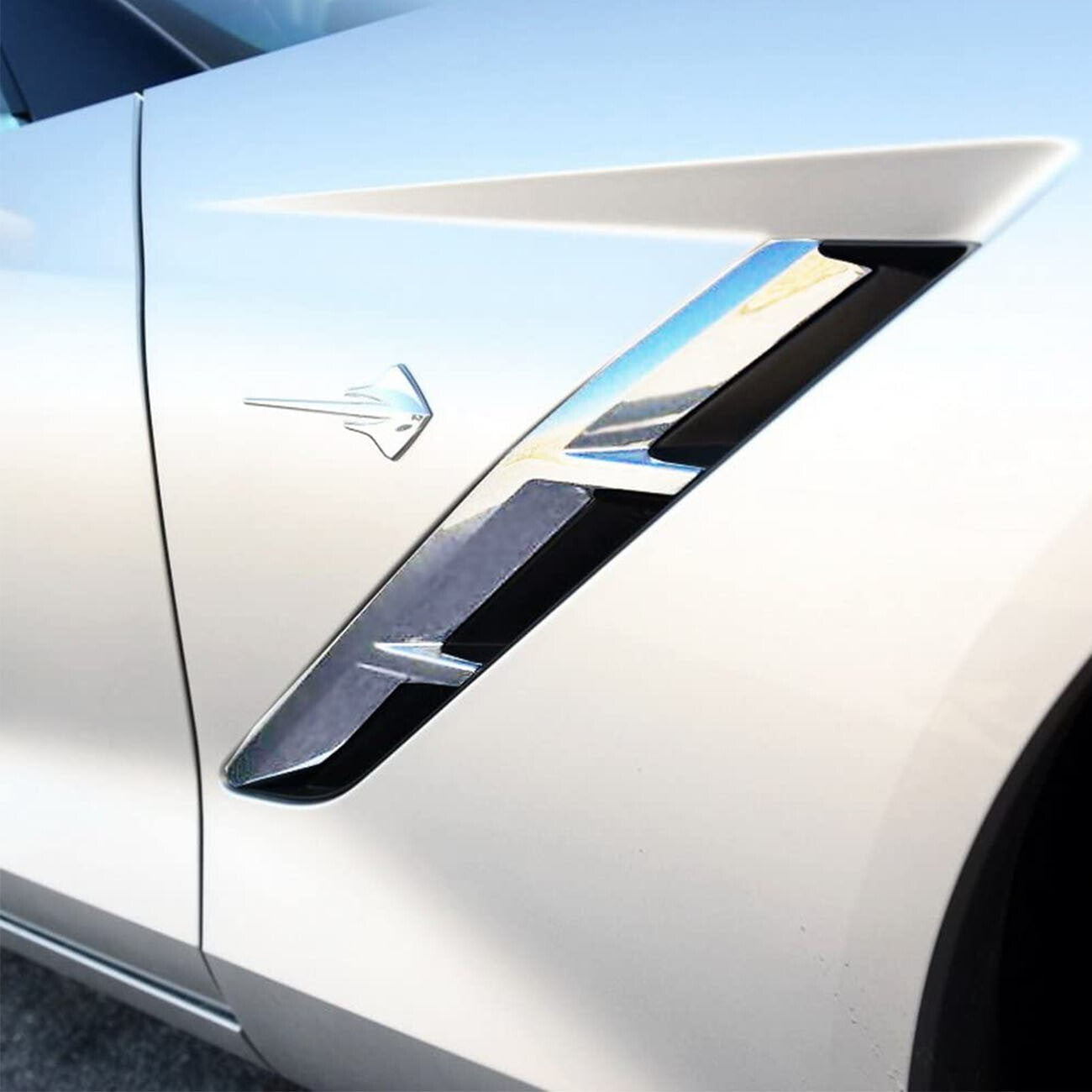 ?Chrome Front Body Side Air Vent Trim Cover for Chevrolet for Corvette C7 2014-2019