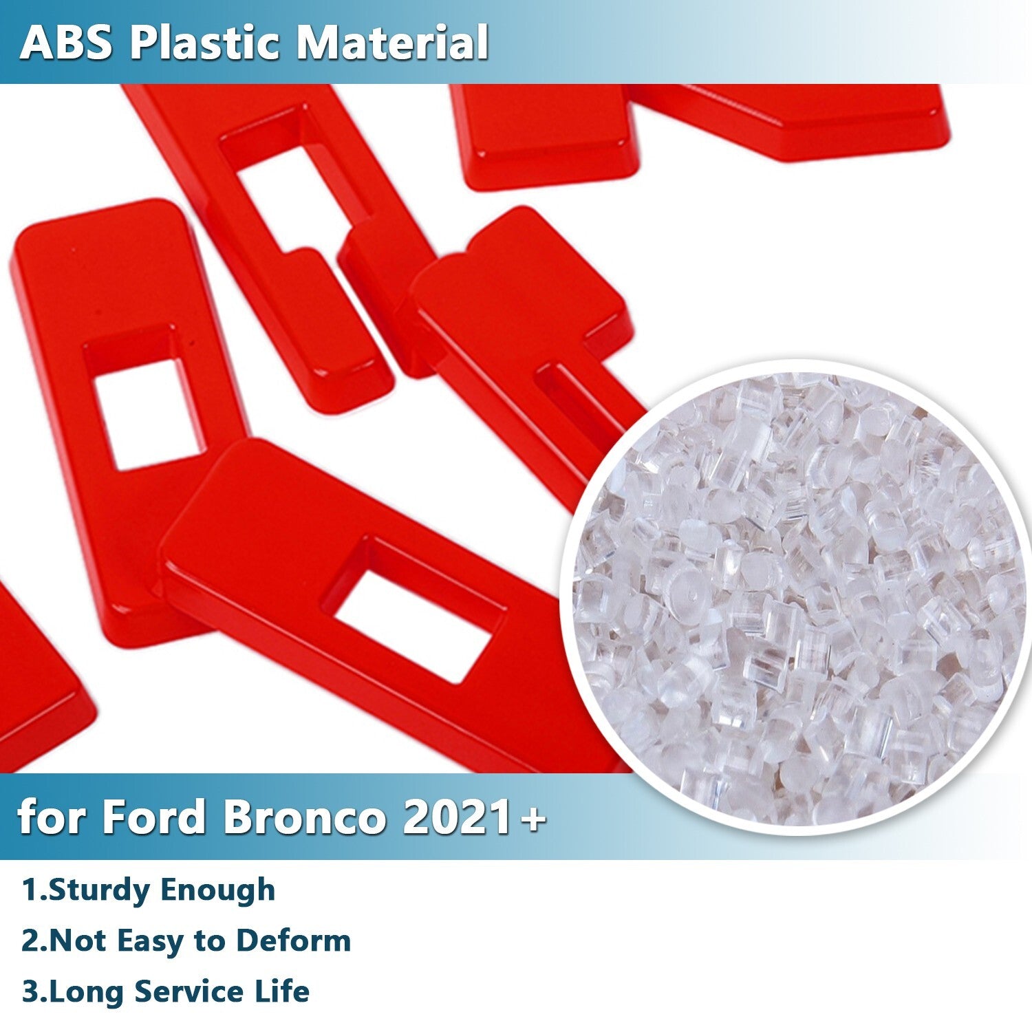 Red Grille Emblem Letter Overlay Decal Decor Cover Trim for Ford Bronco 2021+