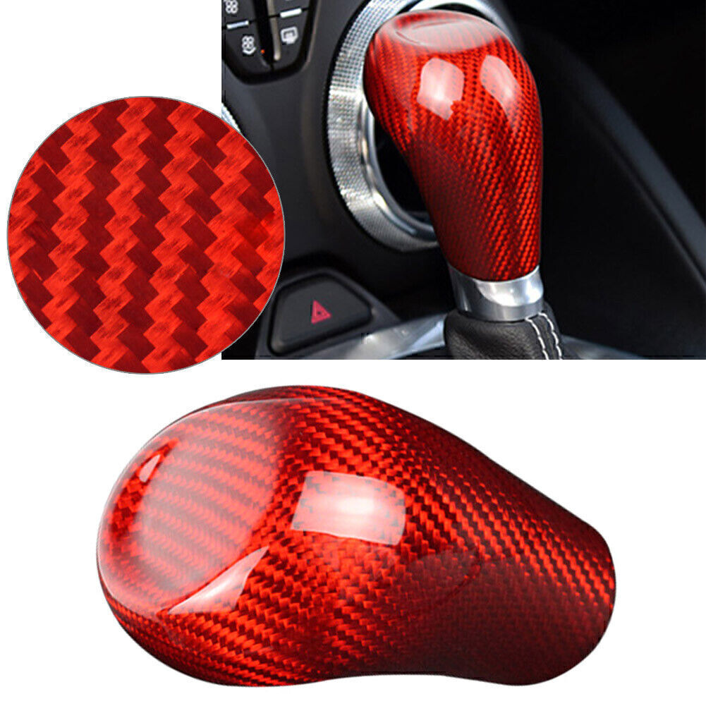 Carbon Fiber Red Gear Shift Knob Cover Trim Decor Fit for Chevrolet Camaro 2016-2020