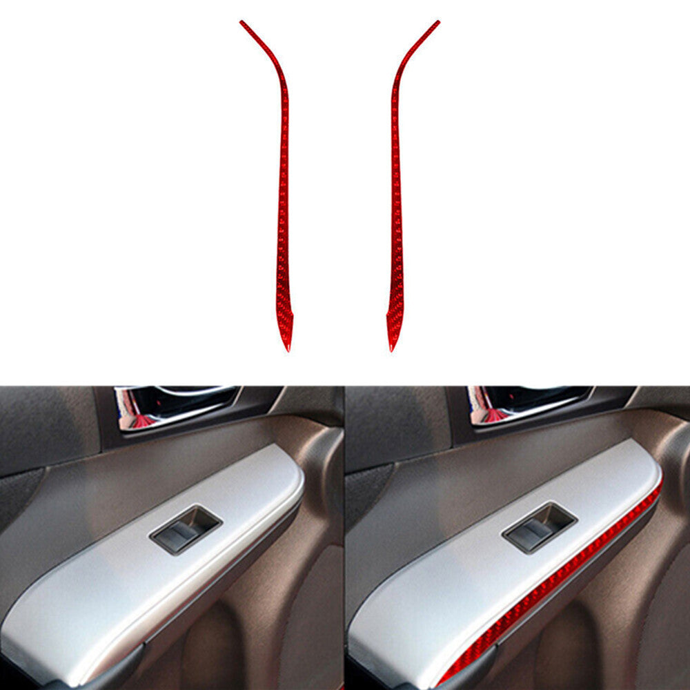 Red Carbon Fiber Car Rear Window Lock Lift Panel Frame Trim for Toyota for Camry