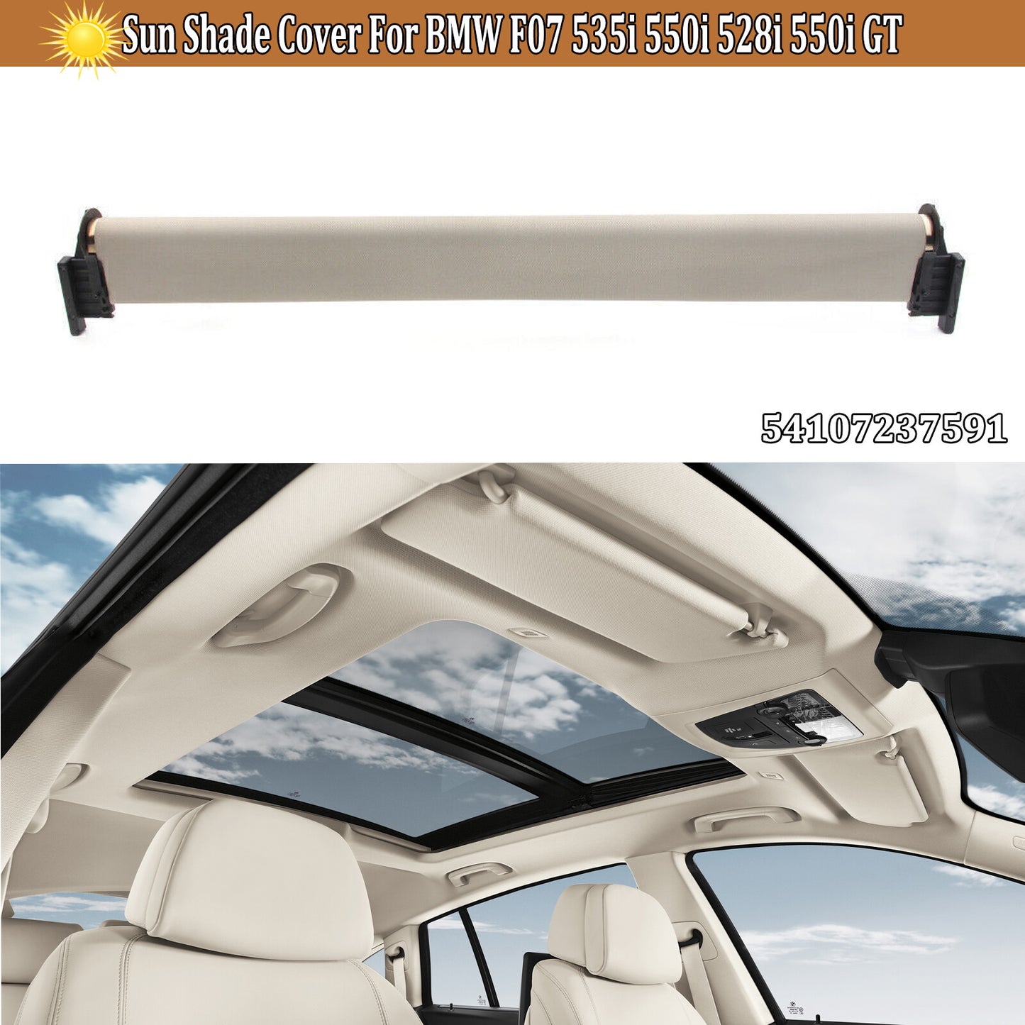 Beige SunShade sunroof visor cover suitable for BMW F07 GT5 528i 535i 550i GT
