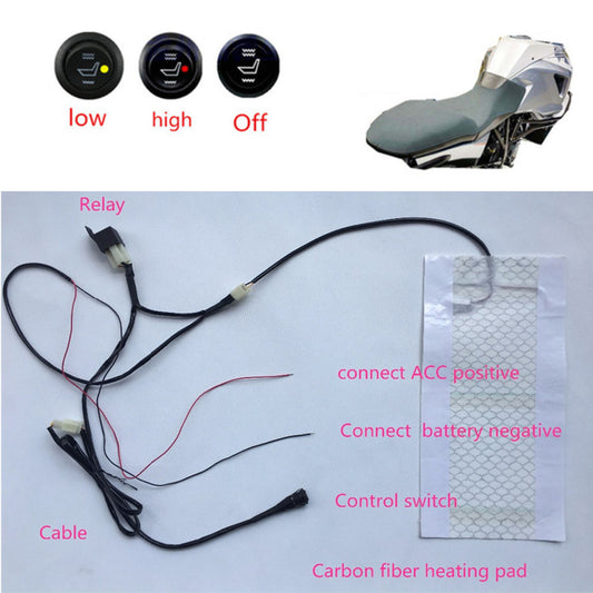 Universal Carbon Fiber for Seat Heater Warmer Kit Heated Pad For Motorcycle ATV Bike Q