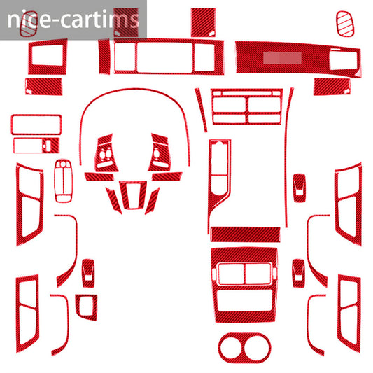 45Pcs Red Carbon Fiber Interior Full Set Decorative Trim Kit for Jaguar XF 09-11
