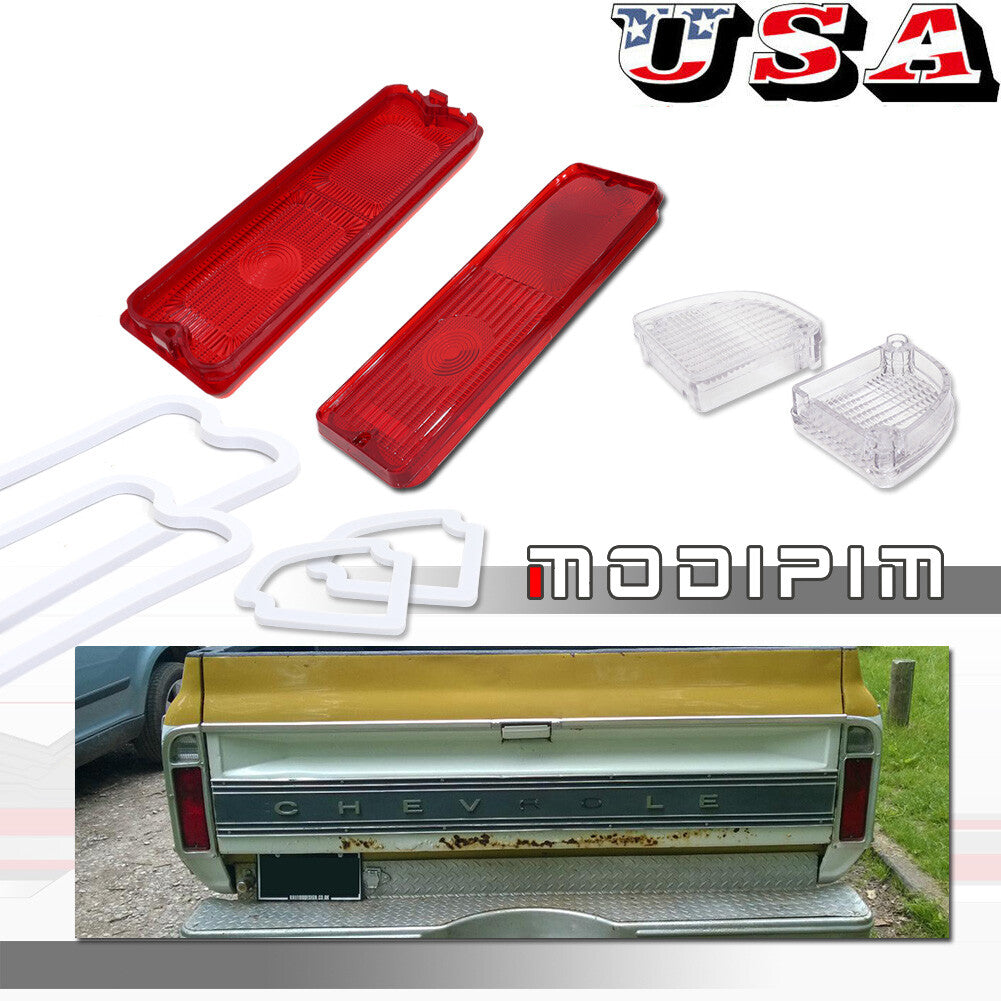 Pair of Pickup Tail Light Housings with Washers Red for 1967 - 1972 for and for GMC Trucks - v