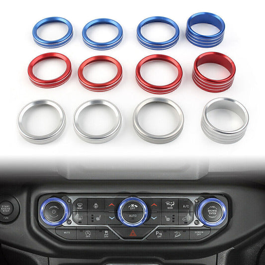 4x Air Conditioner Switch Knob Ring Cover Trim Fit 18-2020 for Jeep for Wrangler JL