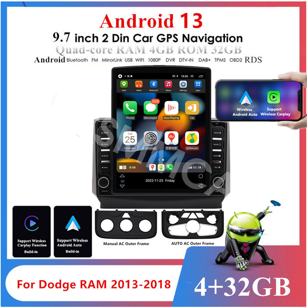 Android 13 Car Radio Touch Screen 4GB+32GB Fit for Dodge for RAM 5500 2013-2019