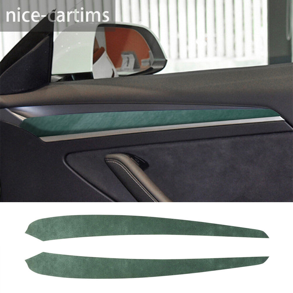Soft Suede Green Interior Door Panel Decorative Cover for Tesla Model 3 /Y 2020+