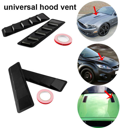 2Pc Car Air Flow Intake Scoop Bonnet Fender Cover Hood Vent Louver Cooling Panel