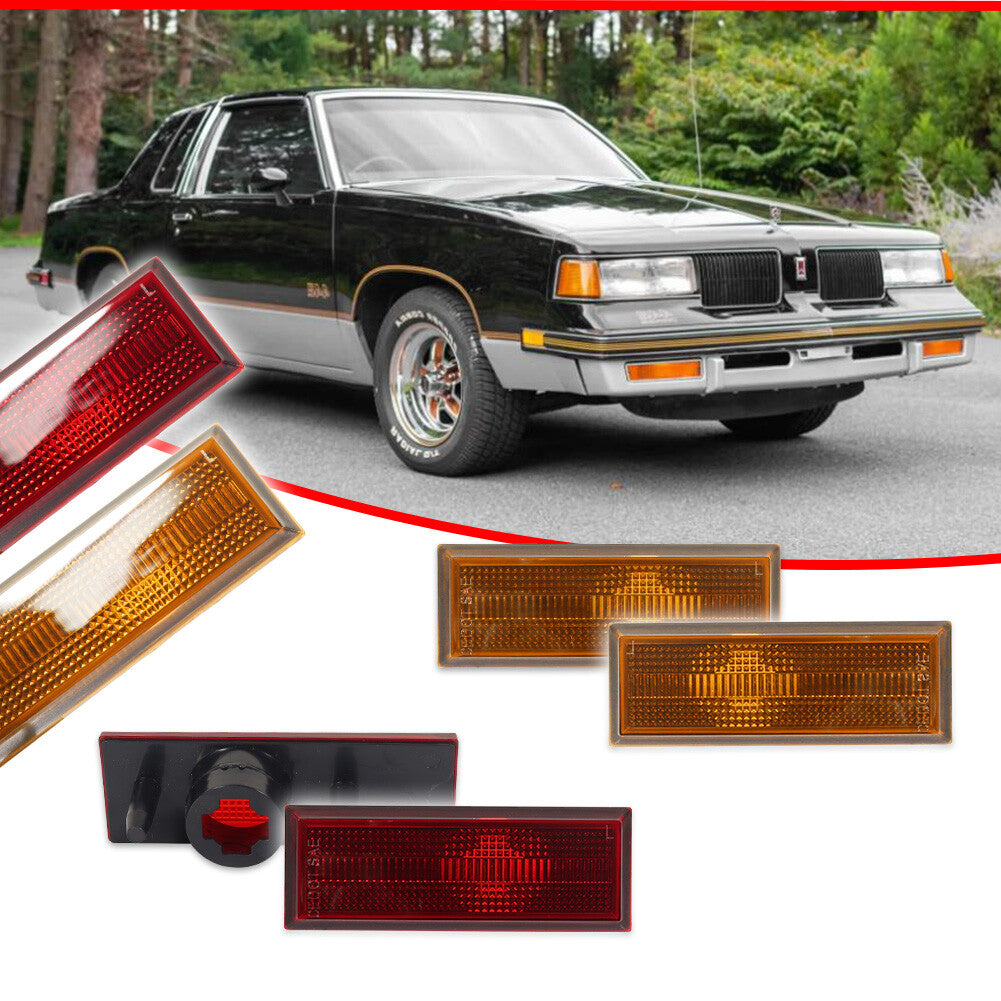 For 1981 - 1988 for Oldsmobile Cutlass 442 Front and Rear Bumper Side Marker Lights LH/RH - v