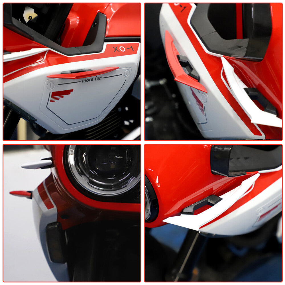 2-Pack Red Universal Motorcycle Airfoil Aerodynamic Pot Wing Adhesive Trim - n