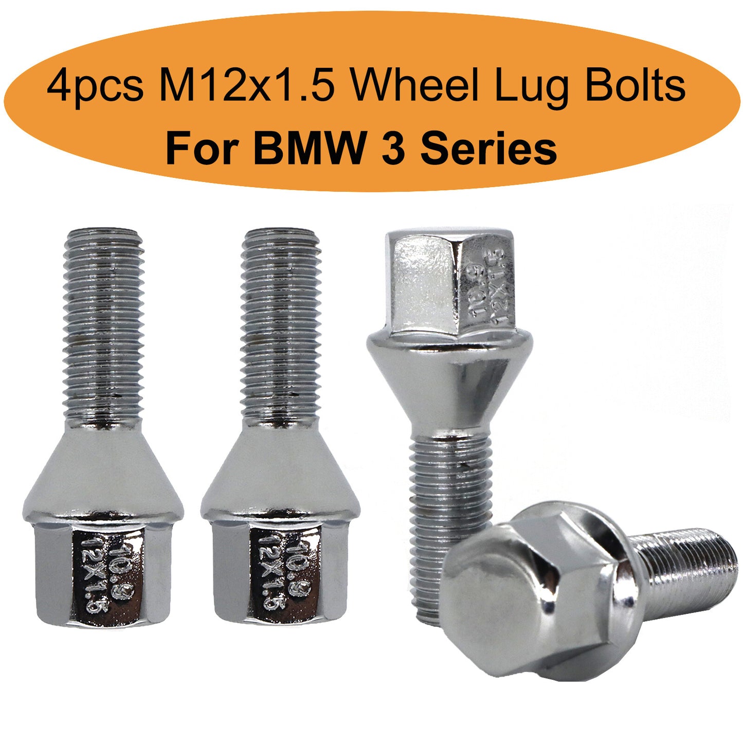 4x Alloy Wheel Bolt Lug Nuts M12x1.5 for BMW 3-Series E21 E30 E36 E46 E90 E92 M3 Q