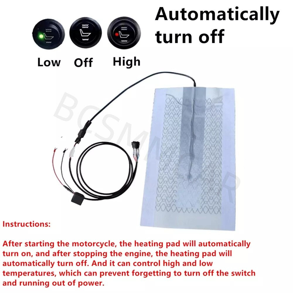 Motorcycle Heated for Seat Heater Kit Carbon Fiber Pad With Round Switch 48x27cm Q