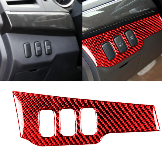 Red Carbon Fiber Headlight Switch Panel Cover Fit for Mitsubishi Lancer 2008-15