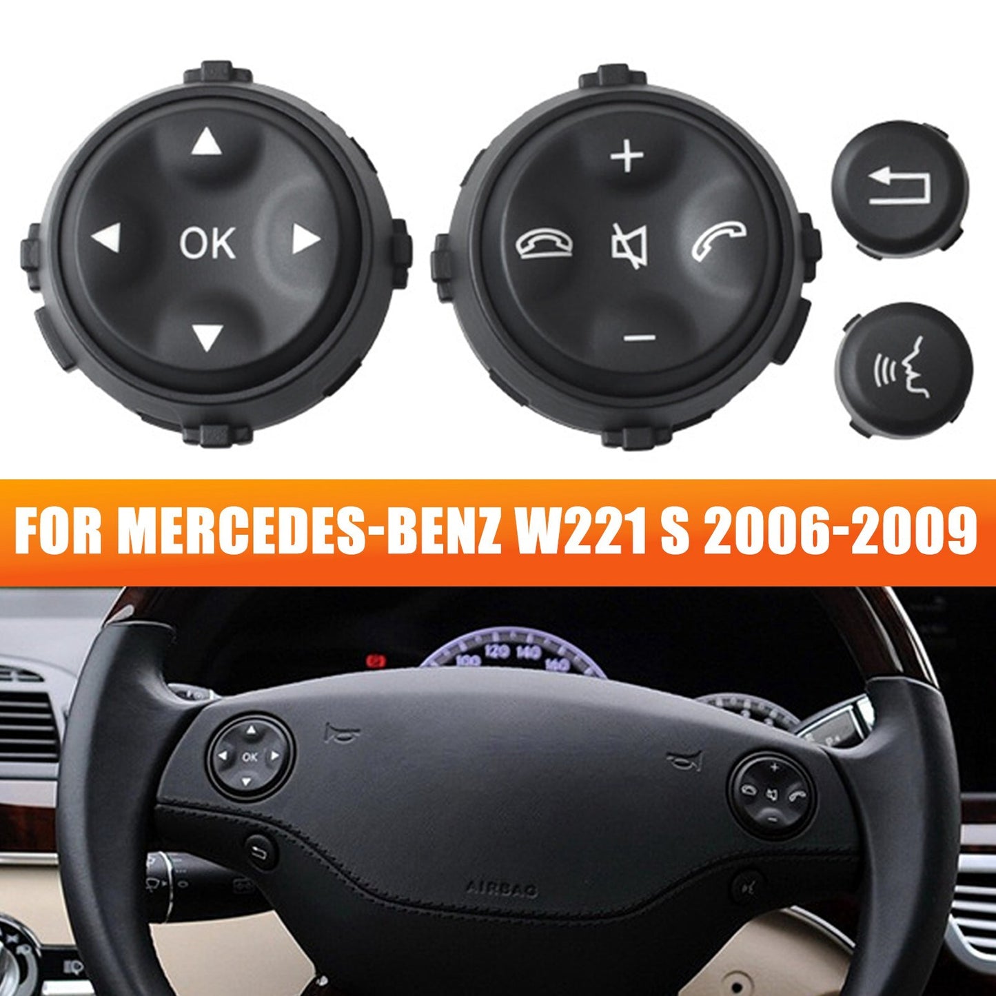 fit for Mercedes-Benz W221 S 2006-2009 Steering Wheel Switch Button Kit NEW