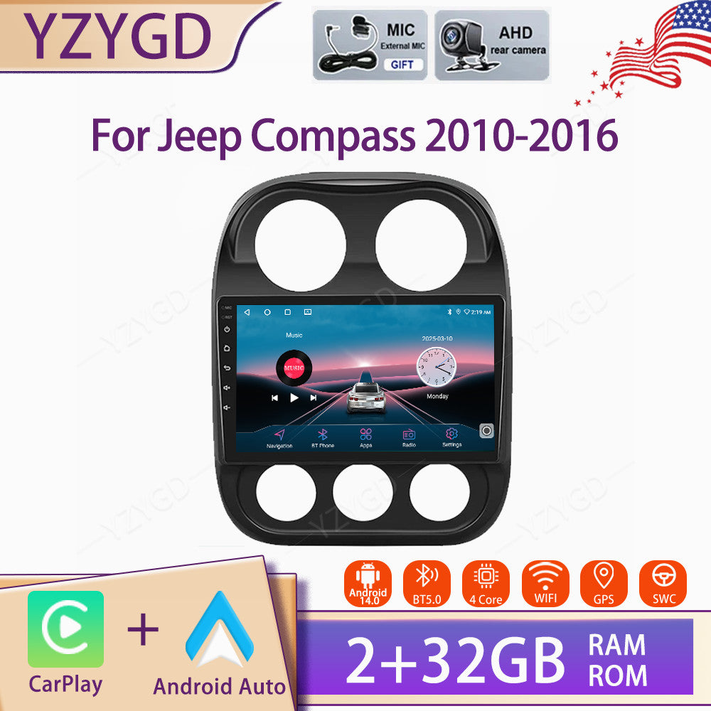 for Jeep Compass 2010-2016 Stereo Android Auto Carplay Car Radio GPS Navi Screen